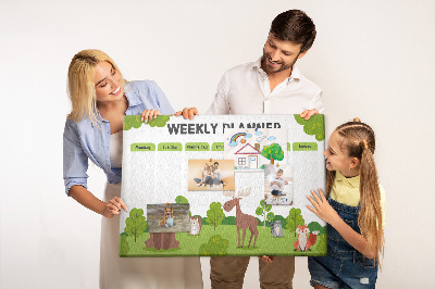 Tableau de liège Un programme hebdomadaire en forêt avec des animaux mignons