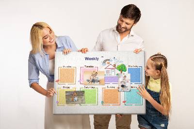 Tableau en liège Calendrier hebdomadaire avec motifs floraux