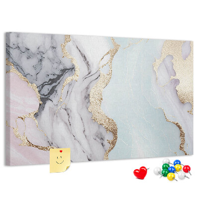 Tableau affichage liège Motif marbré élégant avec des accents dorés