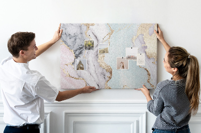 Tableau affichage liège Motif marbré élégant avec des accents dorés