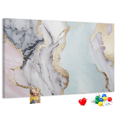 Tableau affichage liège Motif marbré élégant avec des accents dorés