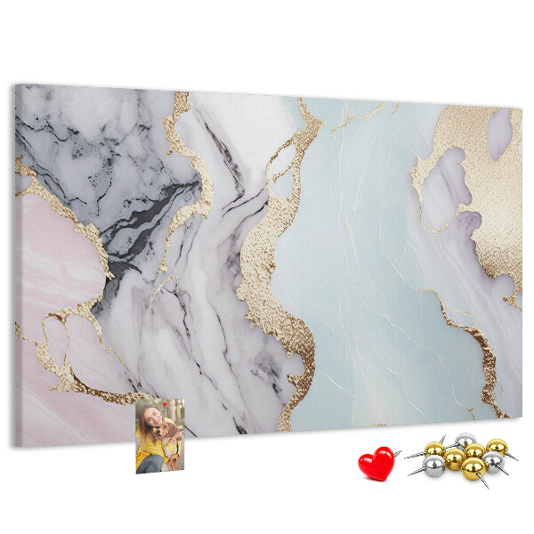 Tableau affichage liège Motif marbré élégant avec des accents dorés