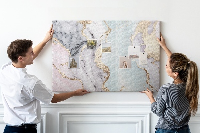 Tableau affichage liège Motif marbré élégant avec des accents dorés
