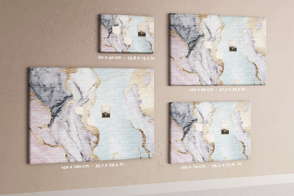 Tableau affichage liège Motif marbré élégant avec des accents dorés