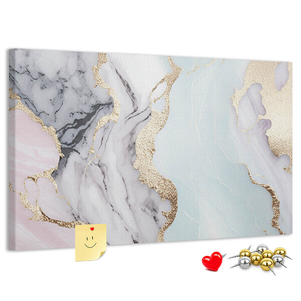 Tableau affichage liège Motif marbré élégant avec des accents dorés