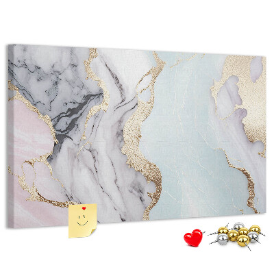 Tableau affichage liège Motif marbré élégant avec des accents dorés