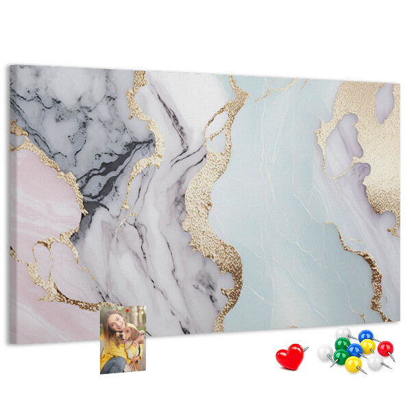 Tableau affichage liège Motif marbré élégant avec des accents dorés
