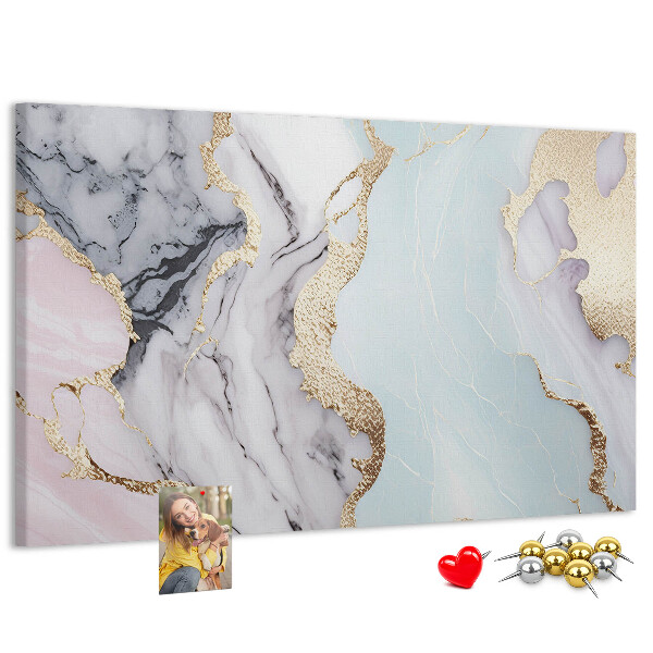 Tableau affichage liège Motif marbré élégant avec des accents dorés