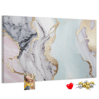 Tableau affichage liège Motif marbré élégant avec des accents dorés