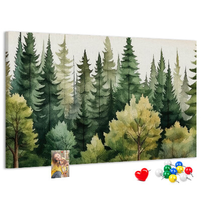 Tableau en liège Paysage forestier avec des arbres verts