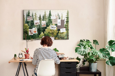Tableau en liège Paysage forestier avec des arbres verts