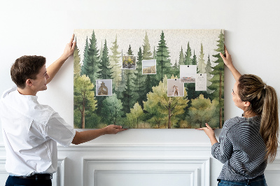 Tableau en liège Paysage forestier avec des arbres verts