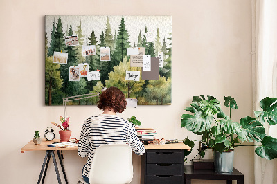 Tableau en liège Paysage forestier avec des arbres verts