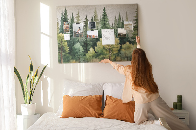 Tableau en liège Paysage forestier avec des arbres verts