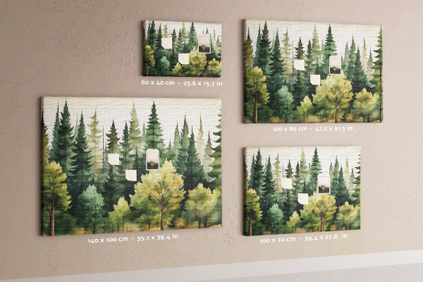 Tableau en liège Paysage forestier avec des arbres verts