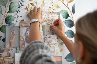 Tableau affichage liège Feuilles dorées sur fond clair