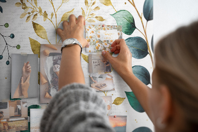 Tableau affichage liège Feuilles dorées sur fond clair