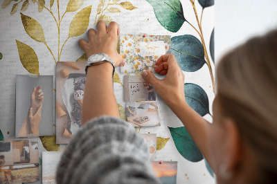 Tableau affichage liège Feuilles dorées sur fond clair