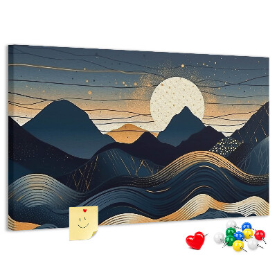 Tableau de liège Paysage de montagne illuminé par la nuit.