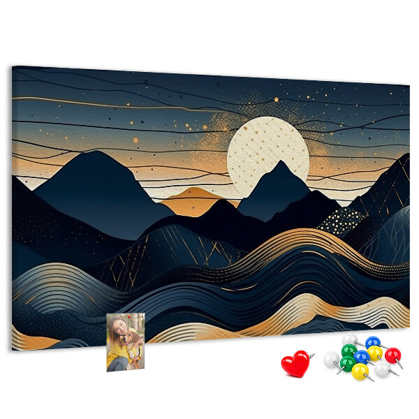 Tableau de liège Paysage de montagne illuminé par la nuit.