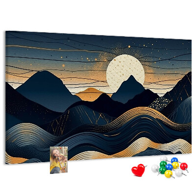 Tableau de liège Paysage de montagne illuminé par la nuit.