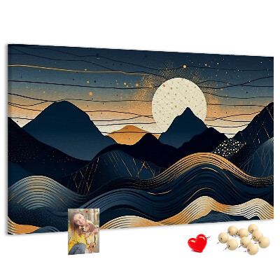 Tableau de liège Paysage de montagne illuminé par la nuit.