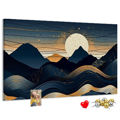 Tableau de liège Paysage de montagne illuminé par la nuit.