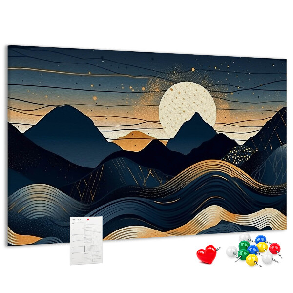 Tableau de liège Paysage de montagne illuminé par la nuit.