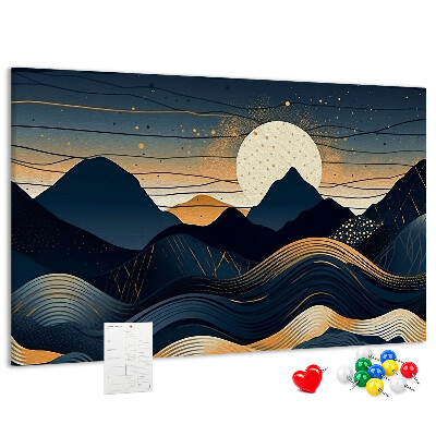 Tableau de liège Paysage de montagne illuminé par la nuit.
