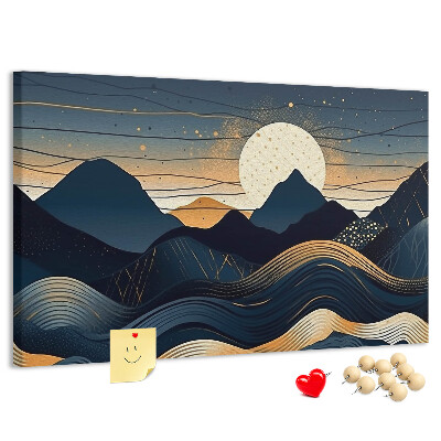 Tableau de liège Paysage de montagne illuminé par la nuit.
