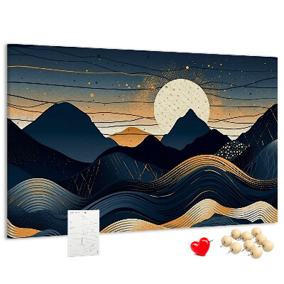 Tableau de liège Paysage de montagne illuminé par la nuit.