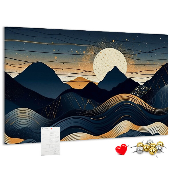 Tableau de liège Paysage de montagne illuminé par la nuit.