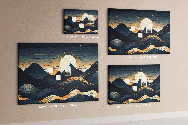 Tableau de liège Paysage de montagne illuminé par la nuit.
