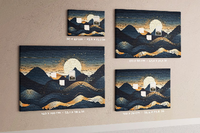 Tableau de liège Paysage de montagne illuminé par la nuit.