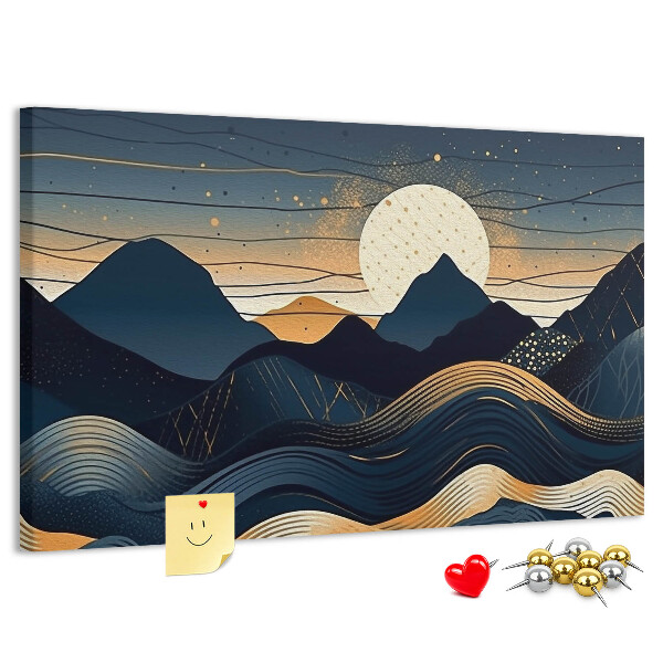 Tableau de liège Paysage de montagne illuminé par la nuit.