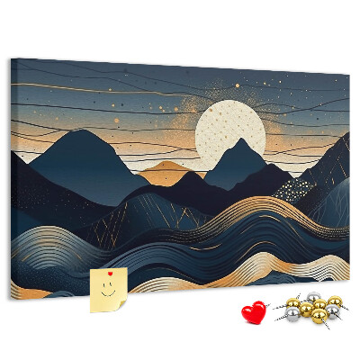 Tableau de liège Paysage de montagne illuminé par la nuit.