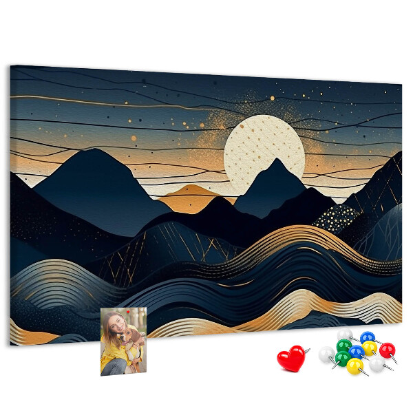 Tableau de liège Paysage de montagne illuminé par la nuit.