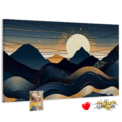 Tableau de liège Paysage de montagne illuminé par la nuit.
