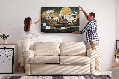 Tableau en liège Paysage de montagne avec la lune en arrière-plan