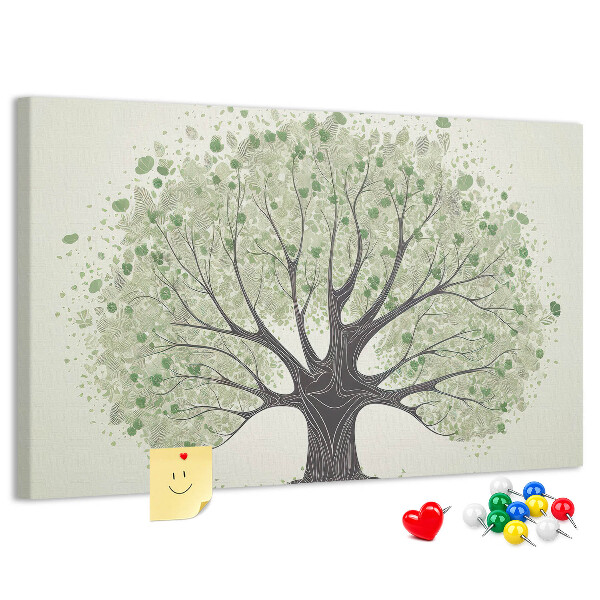 Tableau affichage liège Motif d'arbre à feuilles vertes