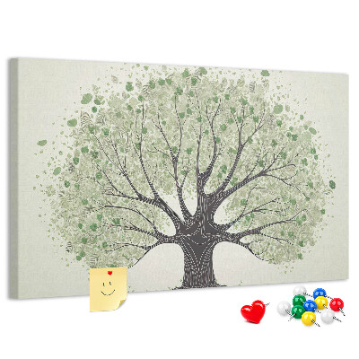 Tableau affichage liège Motif d'arbre à feuilles vertes