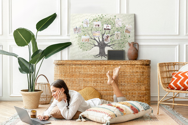 Tableau affichage liège Motif d'arbre à feuilles vertes