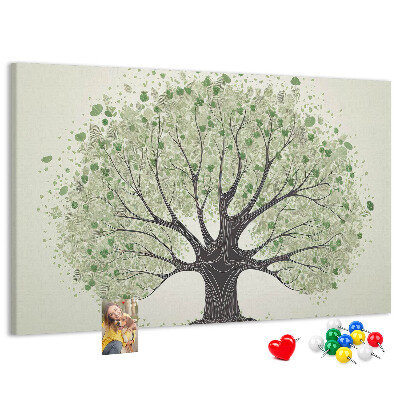Tableau affichage liège Motif d'arbre à feuilles vertes