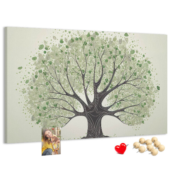 Tableau affichage liège Motif d'arbre à feuilles vertes