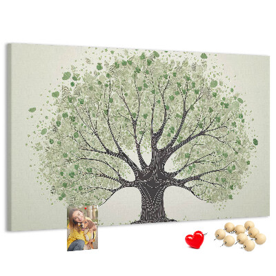 Tableau affichage liège Motif d'arbre à feuilles vertes