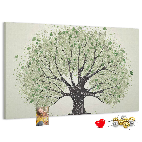 Tableau affichage liège Motif d'arbre à feuilles vertes