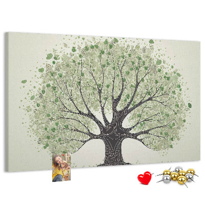 Tableau affichage liège Motif d'arbre à feuilles vertes