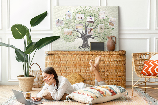 Tableau affichage liège Motif d'arbre à feuilles vertes