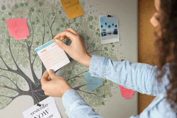 Tableau affichage liège Motif d'arbre à feuilles vertes