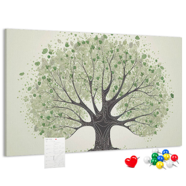 Tableau affichage liège Motif d'arbre à feuilles vertes